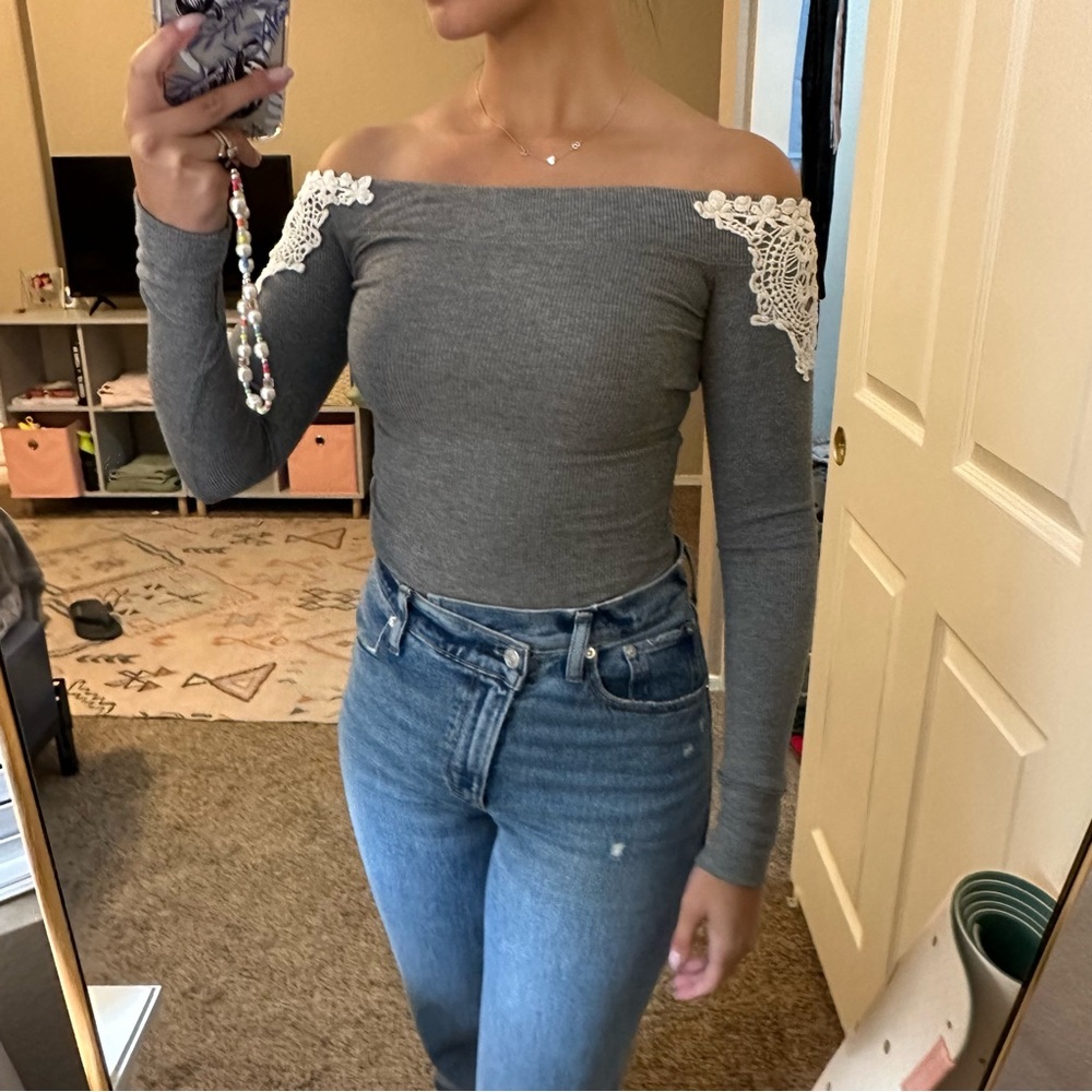 Hollister Off the Shoulder Long Sleeve Top
